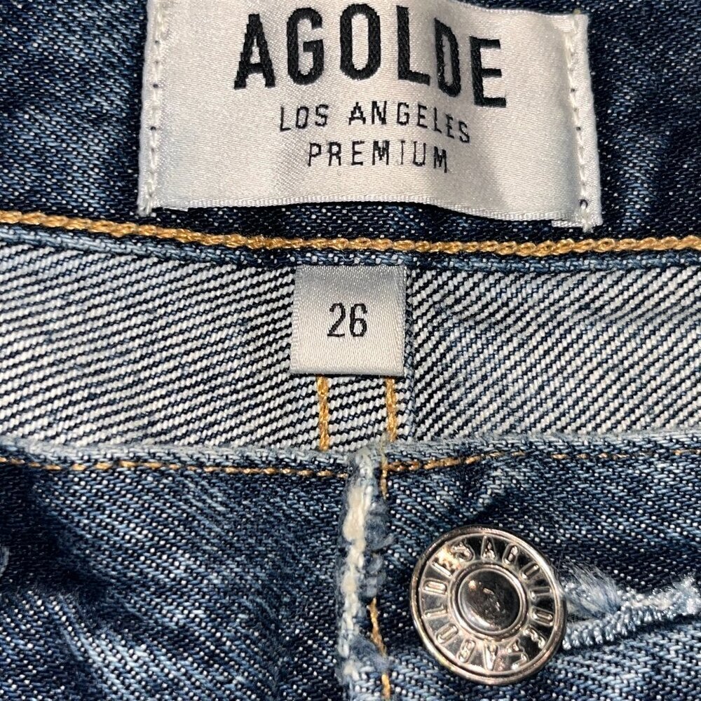 AGOLDE LOS ANGELES PREMIUM PINCH WAIST MADE IN USA DISTRESSED BLOWN KNEE JEANS - Picture 9 of 16